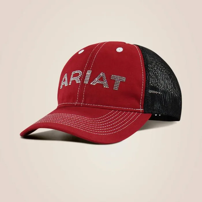 Hats and Caps Women Ariat Rhinestone Logo Cap Red