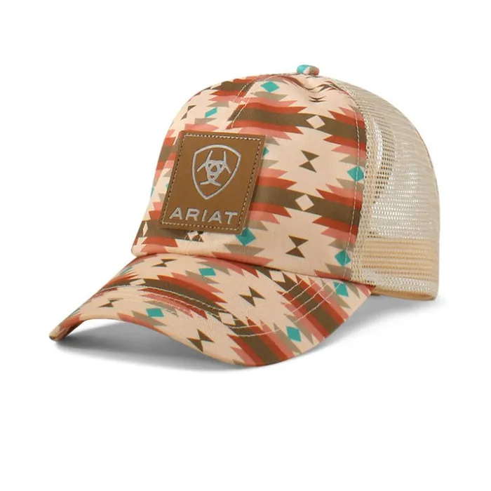 Hats and Caps Women Ariat Southwest Print Logo Patch Cap Pink