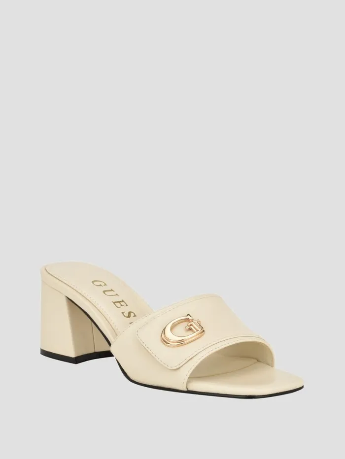 Heels GUESS Women Gallai Block Heel Mules Ivory 150