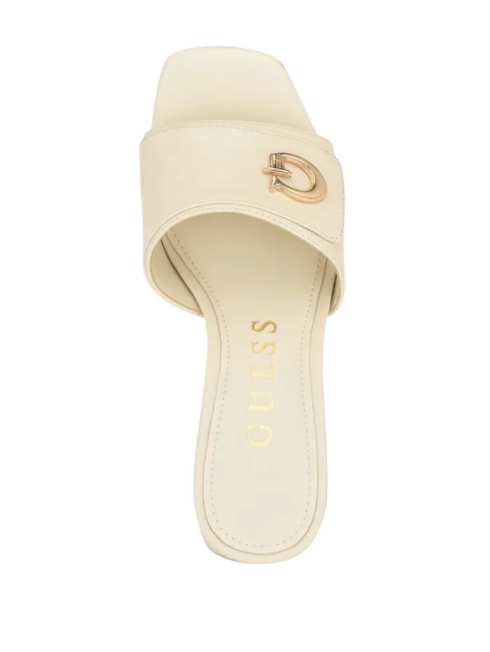 Heels GUESS Women Gallai Block Heel Mules Ivory 150 Heels GUESS Women Gallai Block Heel Mules Ivory 150