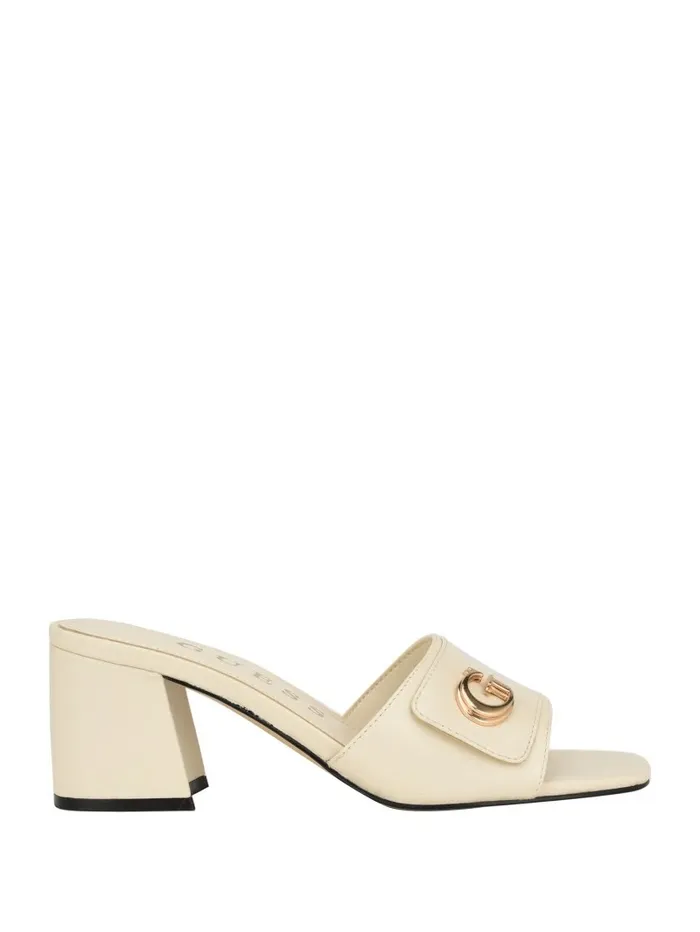 Heels GUESS Women Gallai Block Heel Mules Ivory 150 Heels GUESS Women Gallai Block Heel Mules Ivory 150