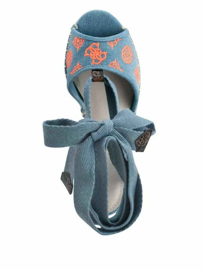 Heels GUESS Women Halona Tie Espadrille Wedges Denim Tie Dye Heels GUESS Women Halona Tie Espadrille Wedges Denim Tie Dye