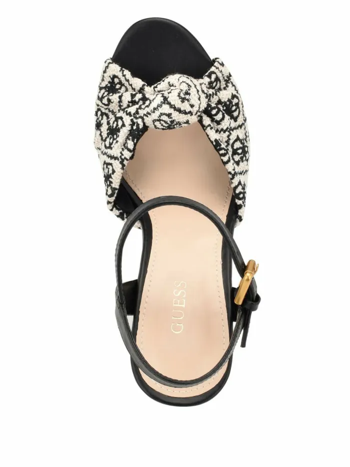 Heels GUESS Women Yipster Logo Platform Heeled Sandals Black 001 Heels GUESS Women Yipster Logo Platform Heeled Sandals Black 001