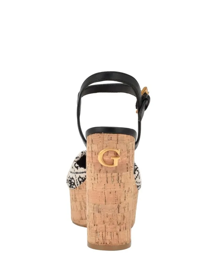 Heels GUESS Women Yipster Logo Platform Heeled Sandals Black 001 Heels GUESS Women Yipster Logo Platform Heeled Sandals Black 001