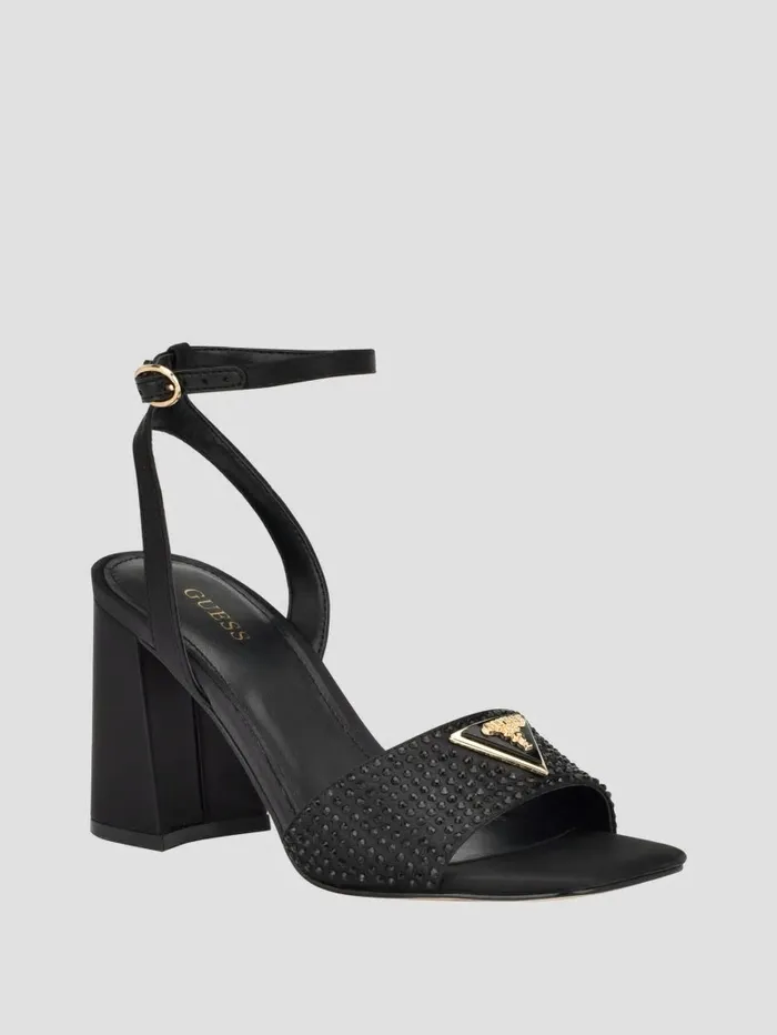 Heels Women GUESS Gelya Triangle Blocked Heels Black 001