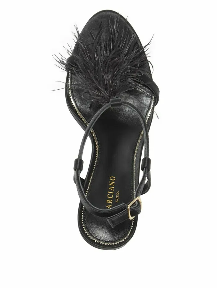 Heels Women GUESS Reyon Feather Satin Heel Black