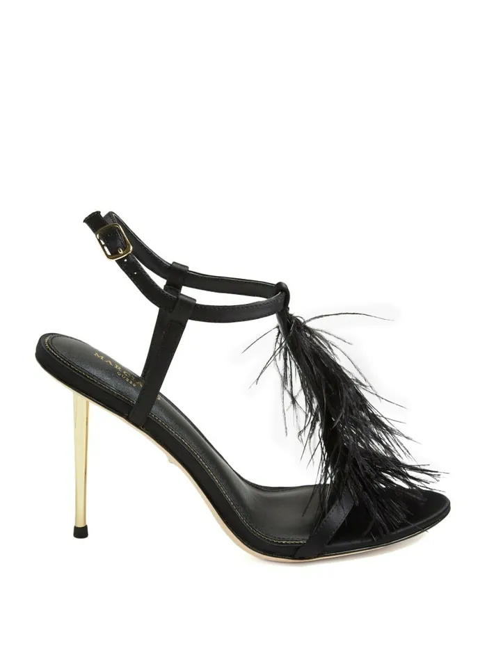 Heels Women GUESS Reyon Feather Satin Heel Black