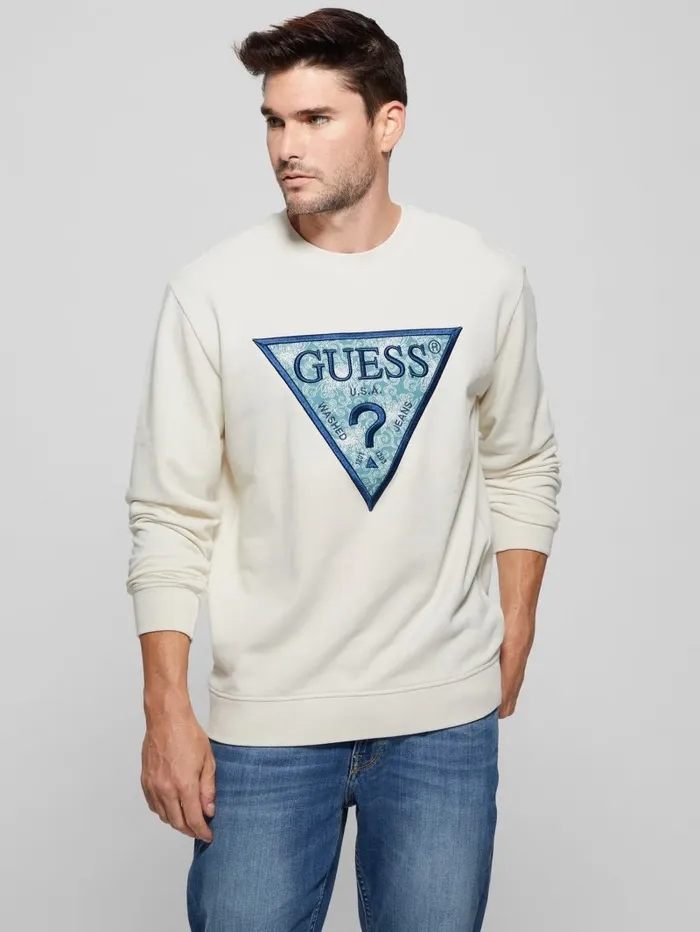 Hoodies and Sweaters Eco Triangle Crewneck Sweatshirt Birch Bark GUESS Men Hoodies and Sweaters Eco Triangle Crewneck Sweatshirt Birch Bark GUESS Men