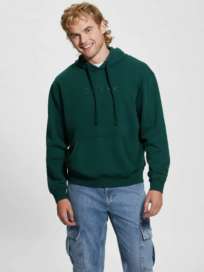 Hoodies and Sweaters Finch French Terry Hoodie Dark Jade Multi GUESS Men