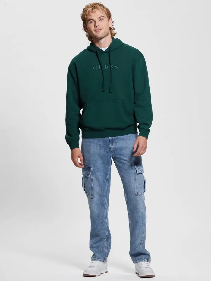 Hoodies and Sweaters Finch French Terry Hoodie Dark Jade Multi GUESS Men Hoodies and Sweaters Finch French Terry Hoodie Dark Jade Multi GUESS Men