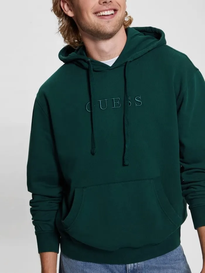 Hoodies and Sweaters Finch French Terry Hoodie Dark Jade Multi GUESS Men Hoodies and Sweaters Finch French Terry Hoodie Dark Jade Multi GUESS Men