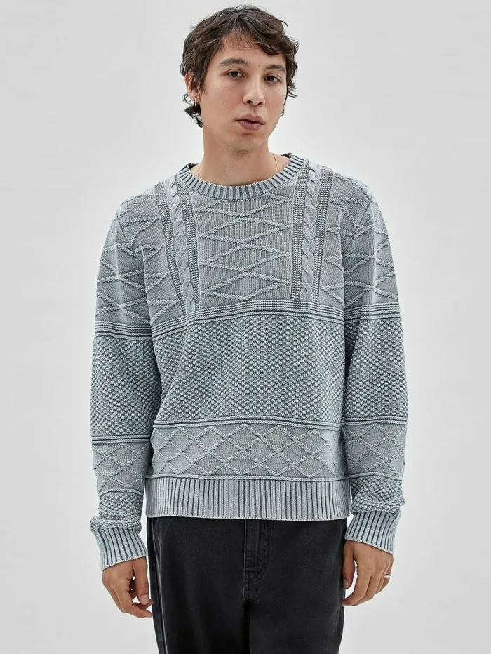 Hoodies and Sweaters GUESS Men GUESS Originals CableKnit Crewneck Sweater GreyBlue Hoodies and Sweaters GUESS Men GUESS Originals CableKnit Crewneck Sweater GreyBlue
