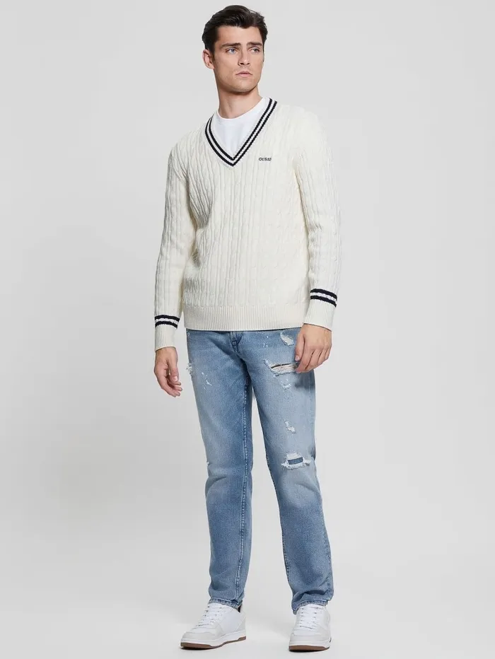 Hoodies and Sweaters Men Eco Briscoe Embroidered Sweater Salt White GUESS Hoodies and Sweaters Men Eco Briscoe Embroidered Sweater Salt White GUESS