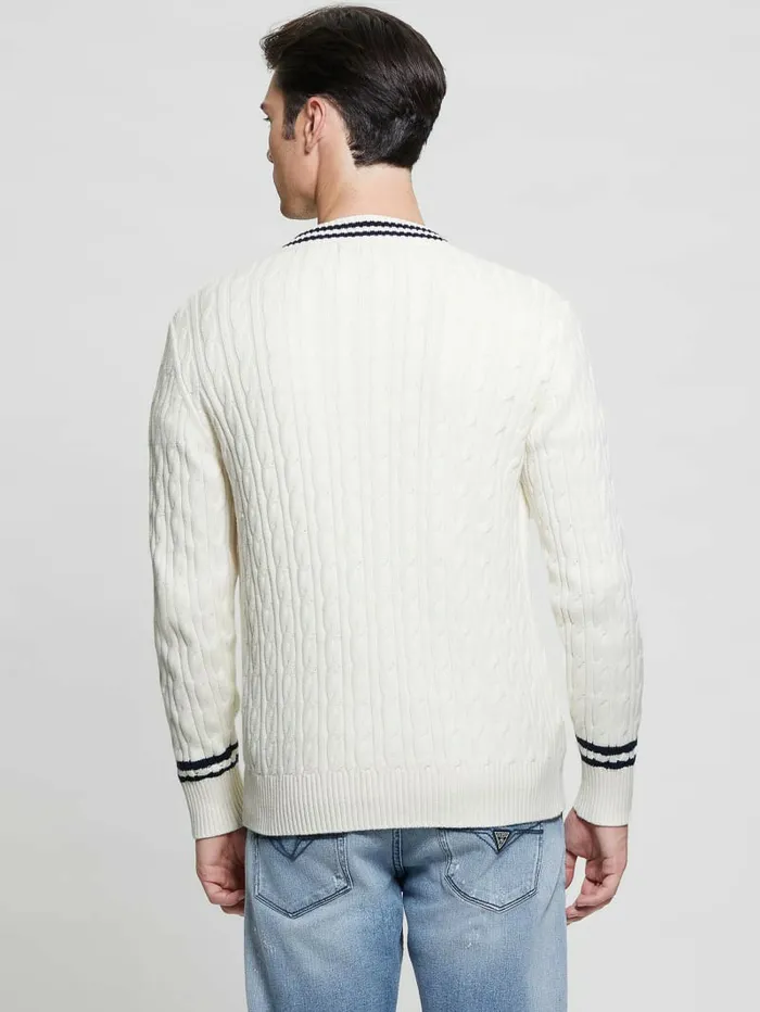 Hoodies and Sweaters Men Eco Briscoe Embroidered Sweater Salt White GUESS Hoodies and Sweaters Men Eco Briscoe Embroidered Sweater Salt White GUESS