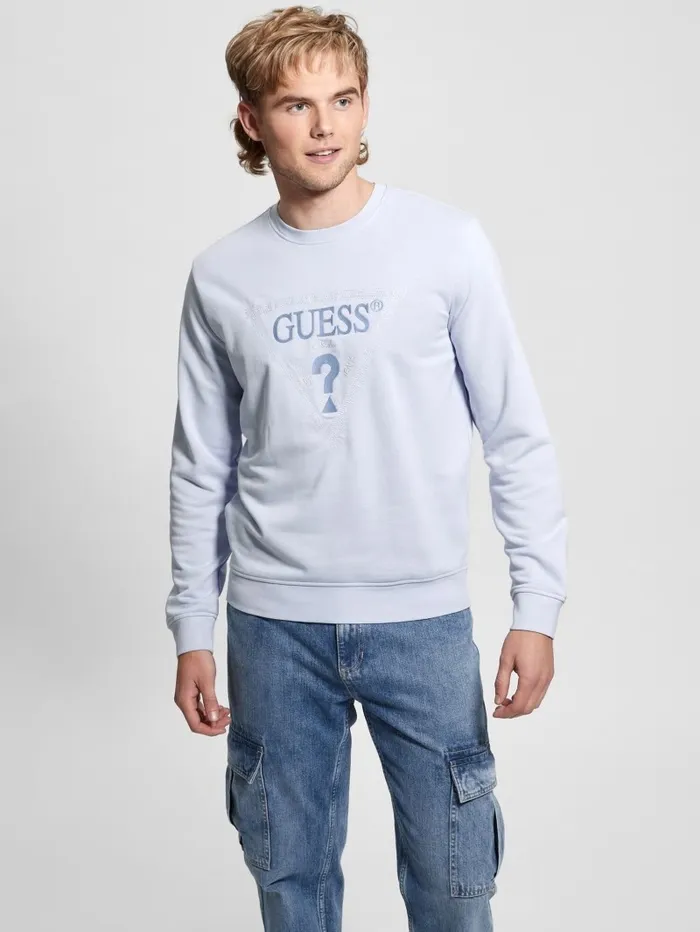 Hoodies and Sweaters Men GUESS Eco Embroidered Sweatshirt Airway Blue