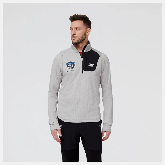 Hoodies and Sweatshirts United Airlines NYC Half NB Heat Grid Half Zip ATHLETIC GREY 8211 New Balance Men