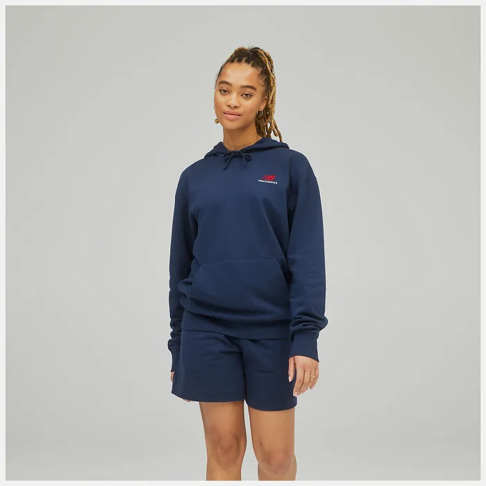 Hoodies and Sweatshirts Women Unissentials French Terry Hoodie NATURAL INDIGO New Balance Hoodies and Sweatshirts Women Unissentials French Terry Hoodie NATURAL INDIGO New Balance