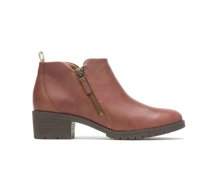Hush Puppies Boots Women Hadley Side Zip Boot Cognac Leather