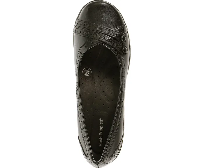 Hush Puppies Burlesque Black Leather Women Walking Shoes