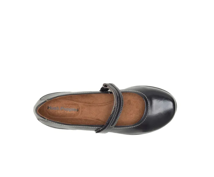 Hush Puppies Epic Mary Jane Black Leather Women Walking Shoes