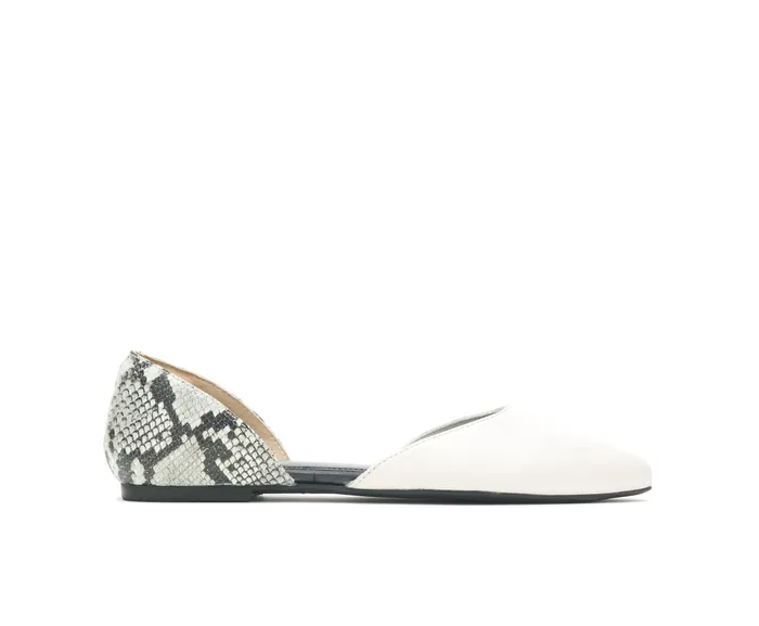 Hush Puppies Sadie D8217Orsay Ivorysnake Leather Women Flats and SlipOns