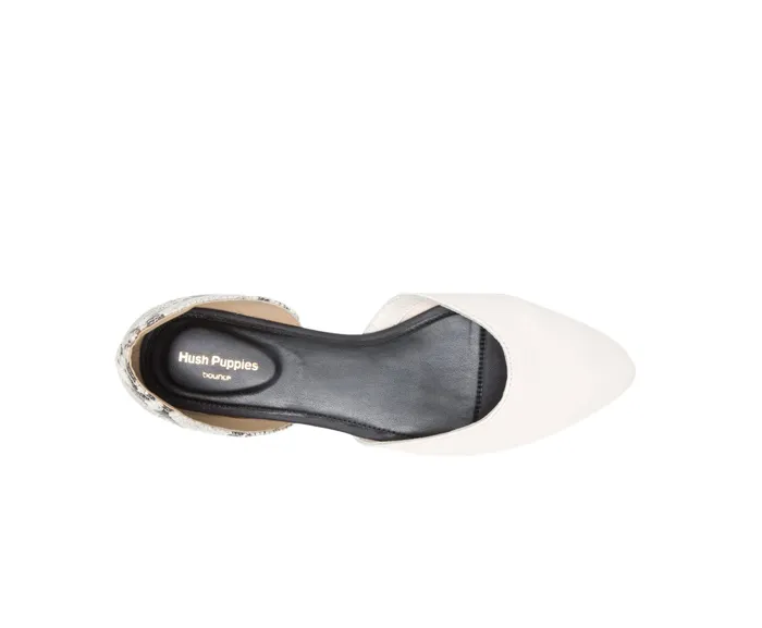 Hush Puppies Sadie D8217Orsay Ivorysnake Leather Women Flats and SlipOns