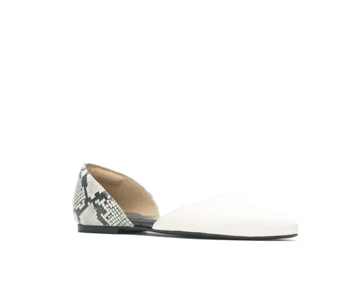 Hush Puppies Sadie D8217Orsay Ivorysnake Leather Women Flats and SlipOns