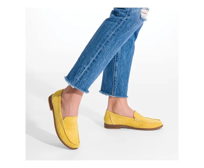 Hush Puppies Wren Loafer Lemon Curry Suede Women Loafers