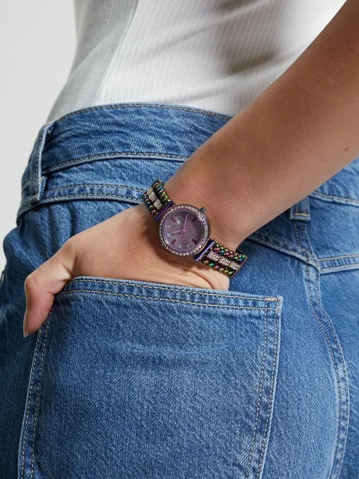 Iridescent Rhinestone Analog Watch No Description Women Watches GUESS Iridescent Rhinestone Analog Watch No Description Women Watches GUESS