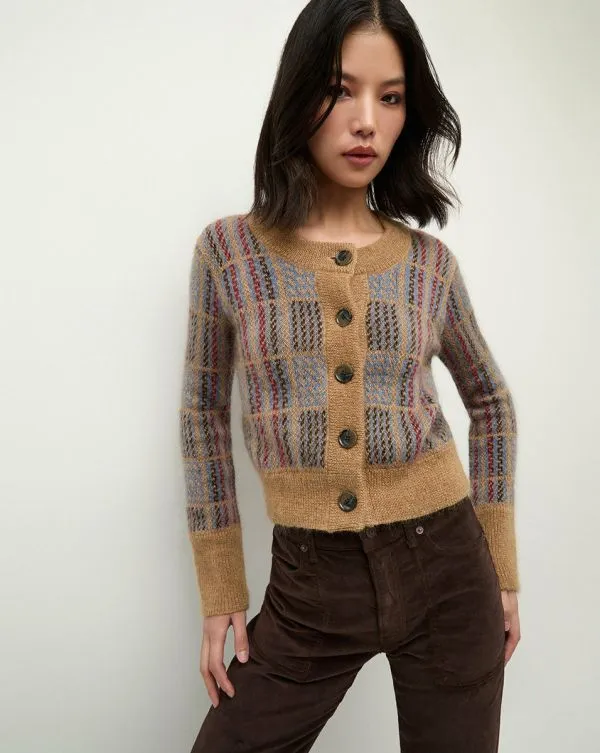 Jacira Plaid Cardigan Russet Multi Women Veronica Beard Sweaters