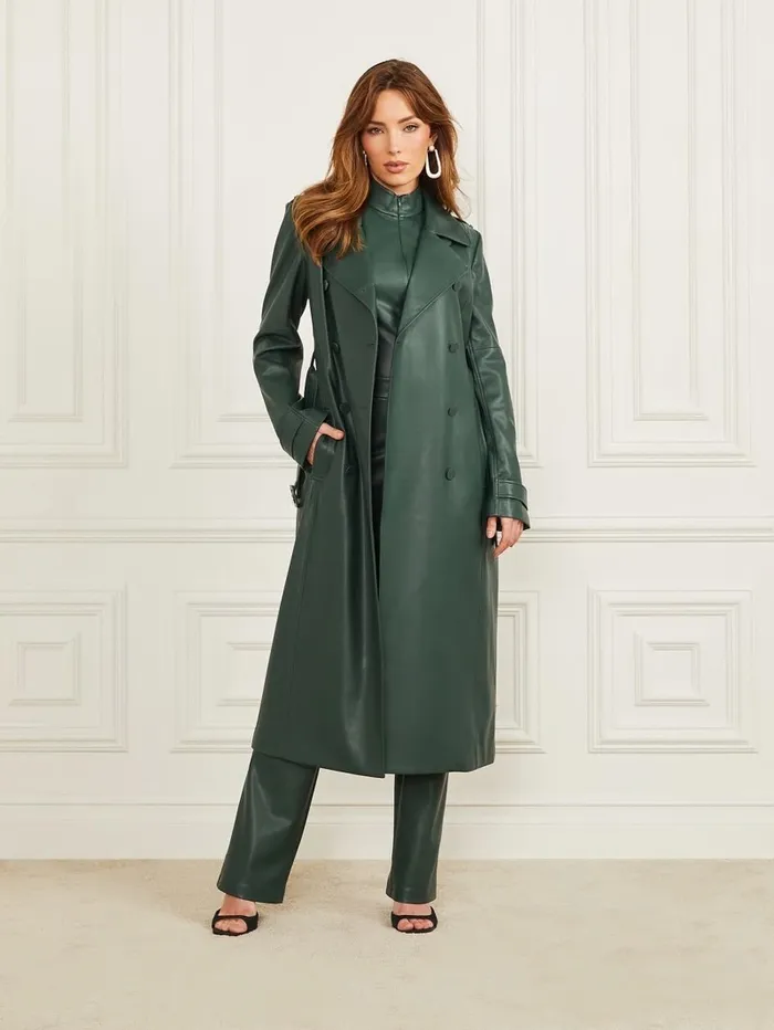 Jackets and Coats Freya FauxLeather Trench Coat Alpine Grove GUESS Women Jackets and Coats Freya FauxLeather Trench Coat Alpine Grove GUESS Women