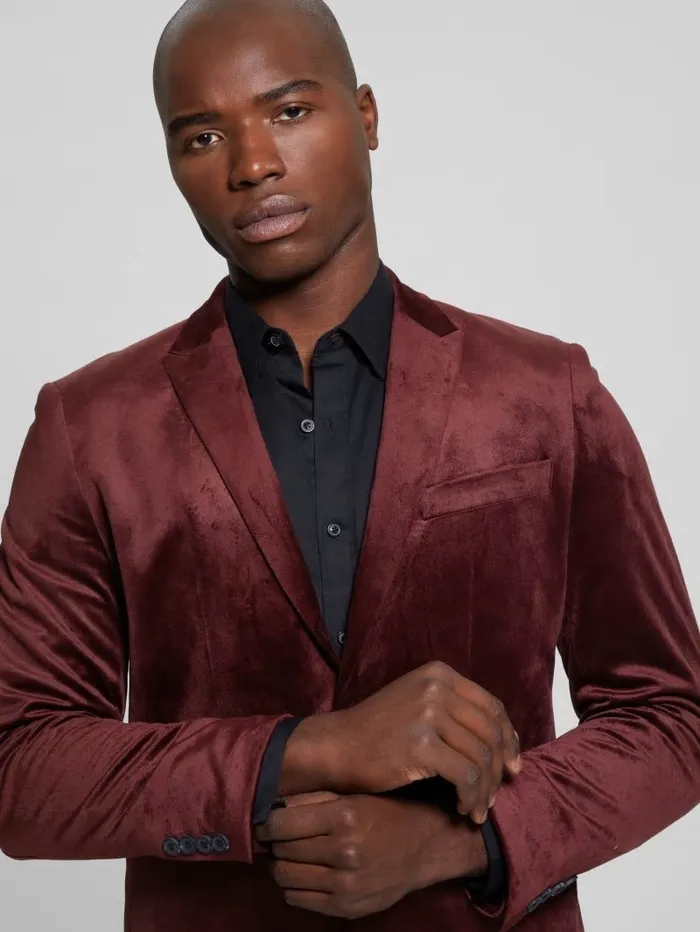 Jackets and Coats Fulham Velvet Blazer Red Noir GUESS Men