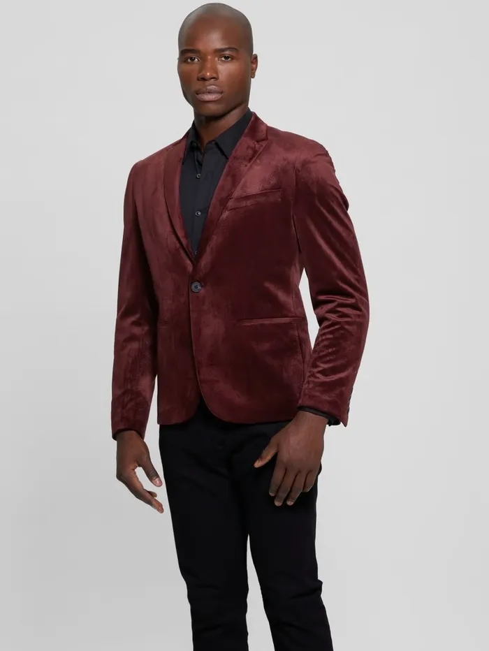Jackets and Coats Fulham Velvet Blazer Red Noir GUESS Men Jackets and Coats Fulham Velvet Blazer Red Noir GUESS Men