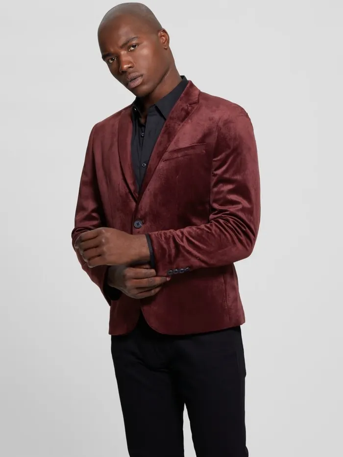 Jackets and Coats Fulham Velvet Blazer Red Noir GUESS Men Jackets and Coats Fulham Velvet Blazer Red Noir GUESS Men