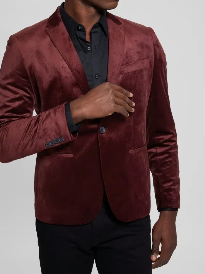 Jackets and Coats Fulham Velvet Blazer Red Noir GUESS Men Jackets and Coats Fulham Velvet Blazer Red Noir GUESS Men