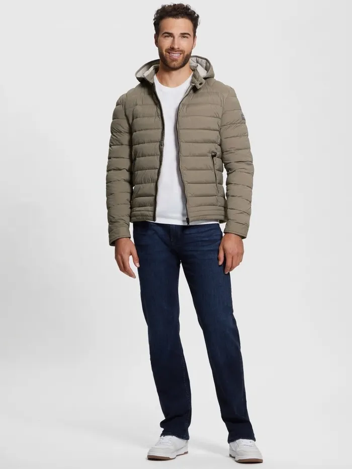 Jackets and Coats GUESS Men Eco TechStretch Hooded Jacket Walnut Shell Jackets and Coats GUESS Men Eco TechStretch Hooded Jacket Walnut Shell