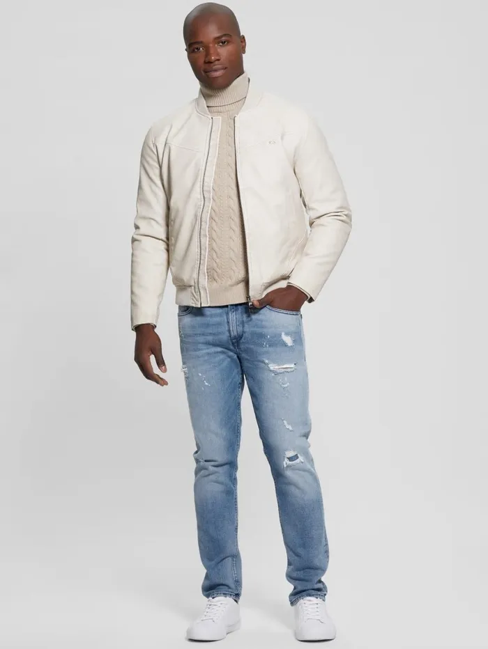 Jackets and Coats GUESS Men FauxLeather Aviator Jacket Vanilla Blush Jackets and Coats GUESS Men FauxLeather Aviator Jacket Vanilla Blush