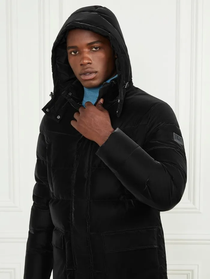 Jackets and Coats GUESS Men Long Down Hooded Jacket Black Jackets and Coats GUESS Men Long Down Hooded Jacket Black