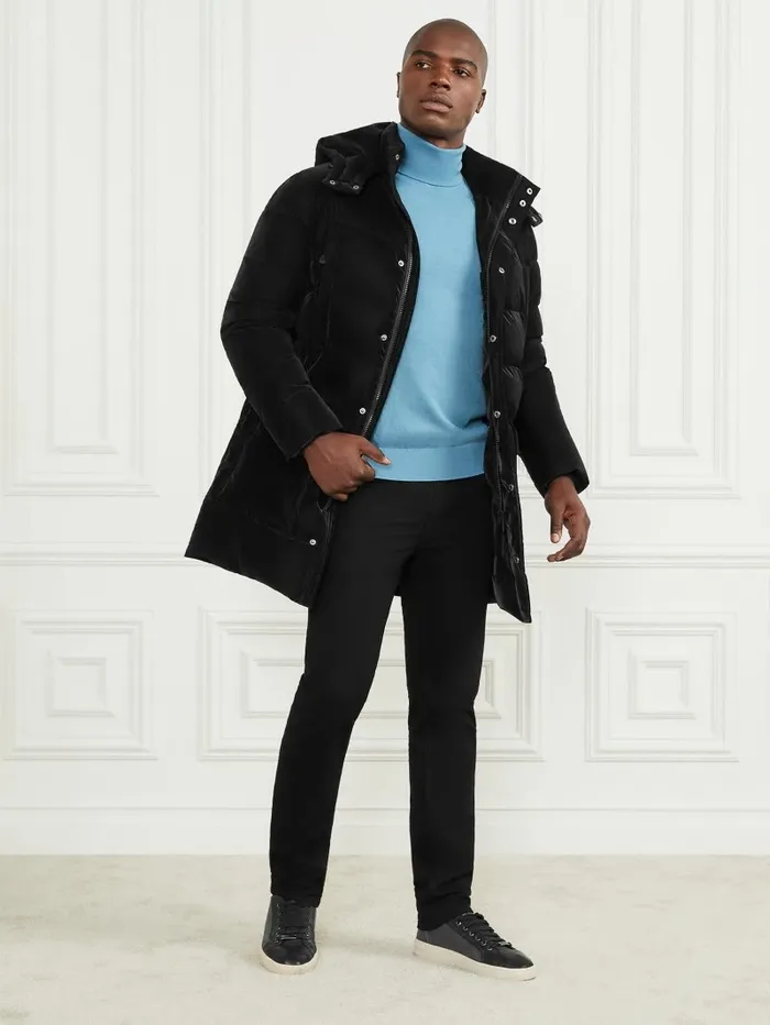 Jackets and Coats GUESS Men Long Down Hooded Jacket Black Jackets and Coats GUESS Men Long Down Hooded Jacket Black