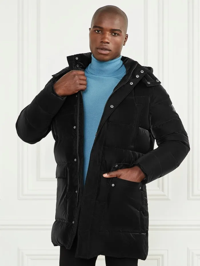 Jackets and Coats GUESS Men Long Down Hooded Jacket Black Jackets and Coats GUESS Men Long Down Hooded Jacket Black