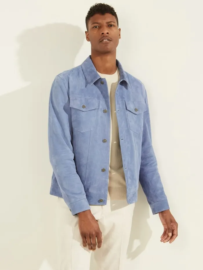 Jackets and Coats GUESS Men Suede Leather Trucker Jacket Bacopa