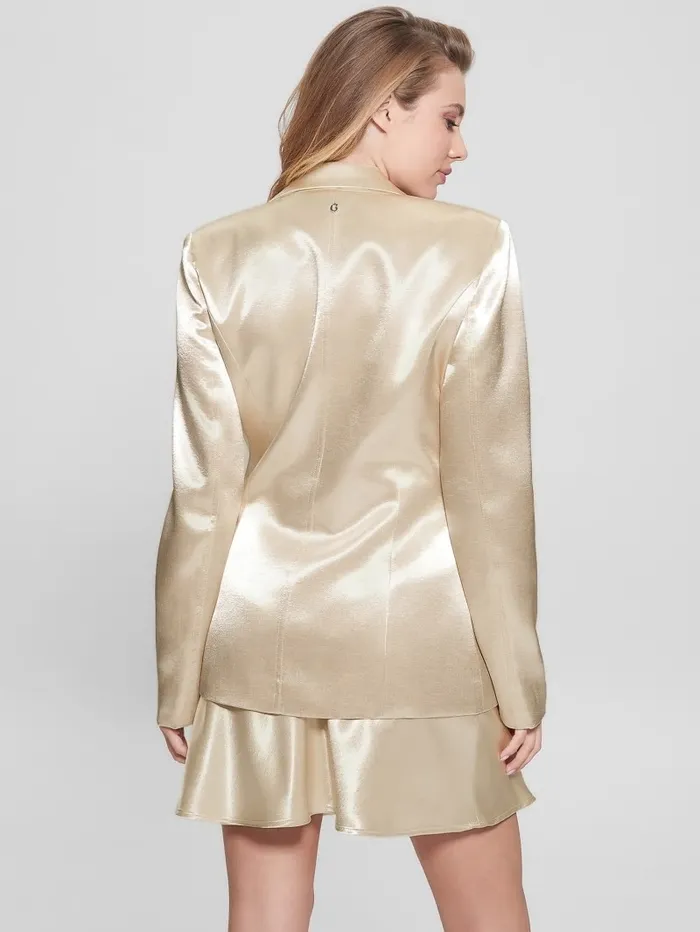 Jackets and Coats GUESS Women Breta Satin Blazer Pearl Oyster Jackets and Coats GUESS Women Breta Satin Blazer Pearl Oyster