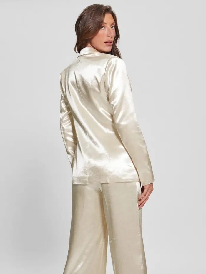 Jackets and Coats GUESS Women Breta Satin Blazer Pearl Oyster Jackets and Coats GUESS Women Breta Satin Blazer Pearl Oyster