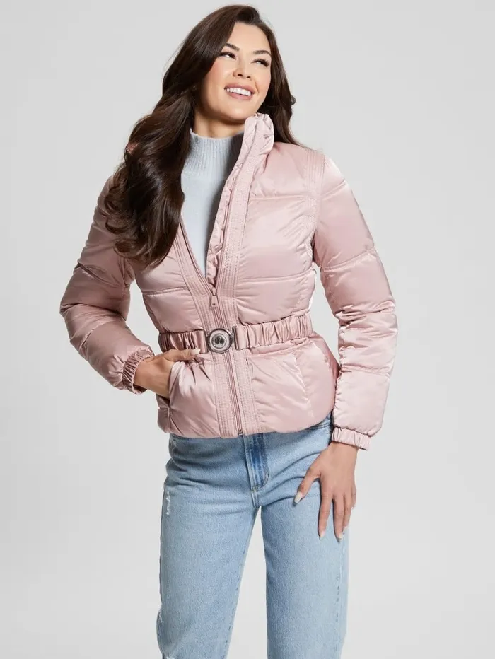 Jackets and Coats GUESS Women Eco Lucia Belt Bag Puffer Jacket Rosy Violet Multi Jackets and Coats GUESS Women Eco Lucia Belt Bag Puffer Jacket Rosy Violet Multi
