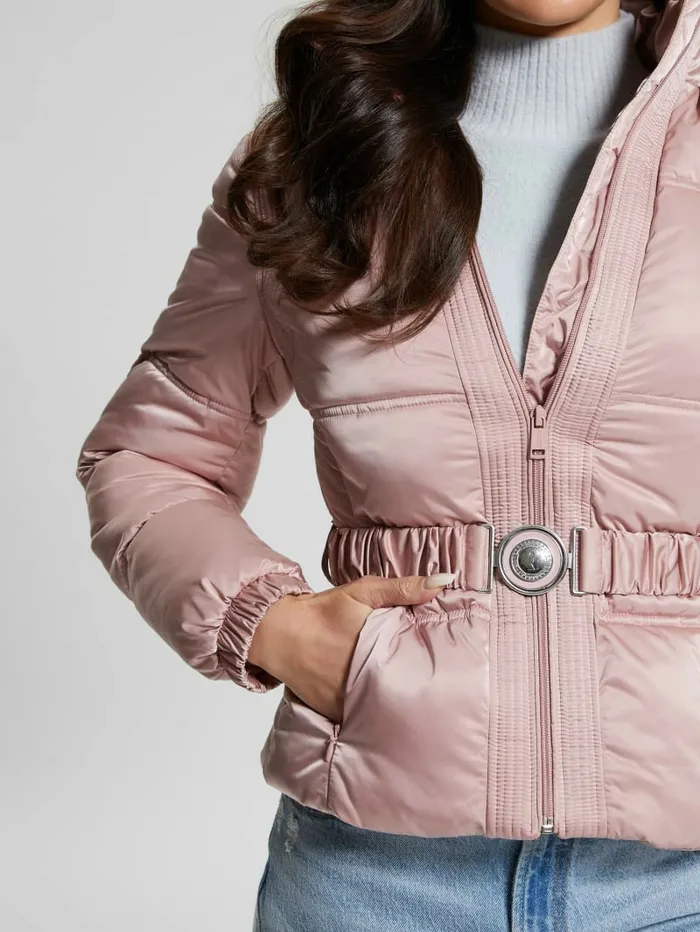Jackets and Coats GUESS Women Eco Lucia Belt Bag Puffer Jacket Rosy Violet Multi Jackets and Coats GUESS Women Eco Lucia Belt Bag Puffer Jacket Rosy Violet Multi