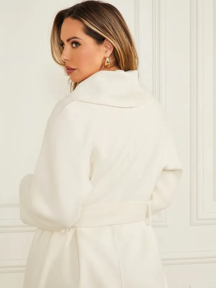 Jackets and Coats GUESS Women Keera WoolBlend Coat Pale Pearl
