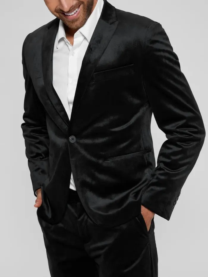 Jackets and Coats Men Fulham Velvet Blazer Black GUESS
