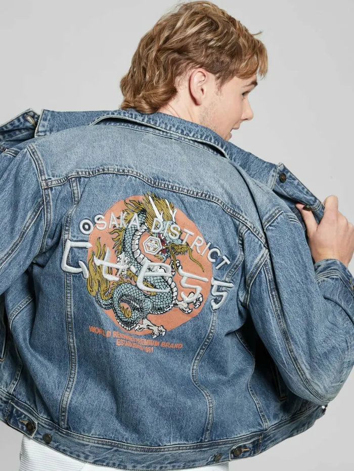 Jackets and Coats Men GUESS Embroidered Dean Jacket Venture