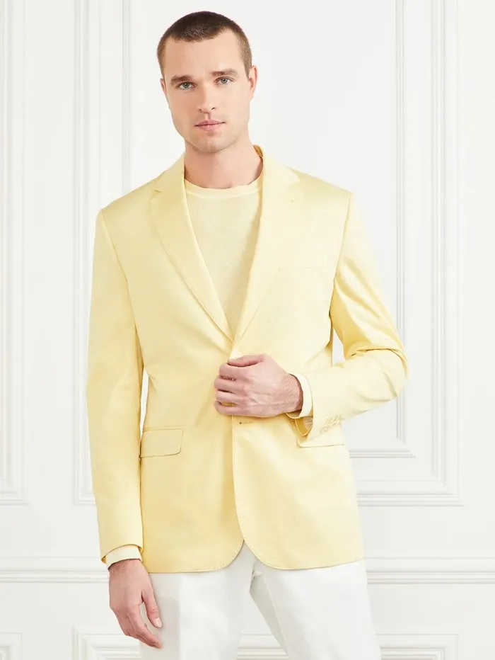 Jackets and Coats Men GUESS Single Breasted Blazer Creamy Yellow