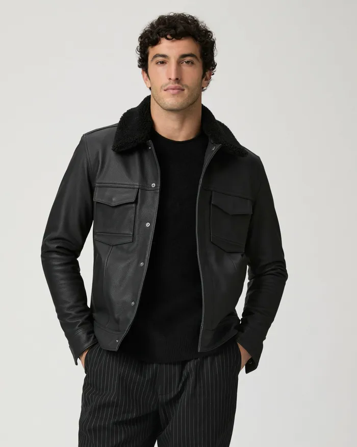Jackets and Coats PAIGE Men Icon Capsule Pedro Jacket 8211 Black Leather